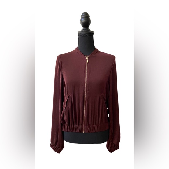 H&M Jackets & Blazers - H&M: Women's Burgundy Bomber Jacket